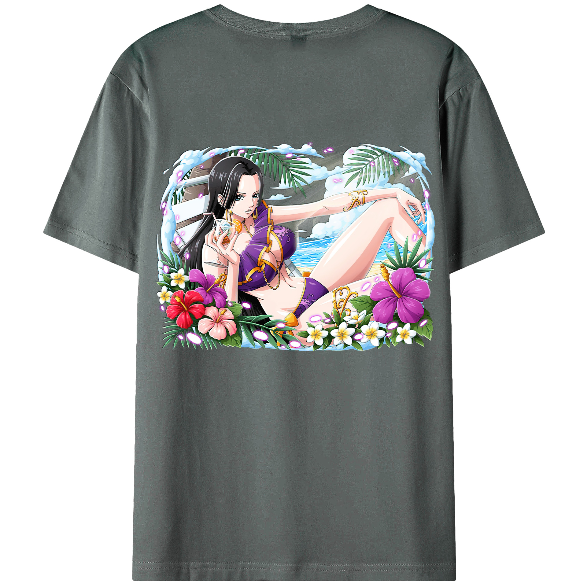 ワンピース ボア・ハンコック ONE PIECE Boa·Hancock 綿100％ メンズ半袖Tシャツ（バックプリント） 通気性